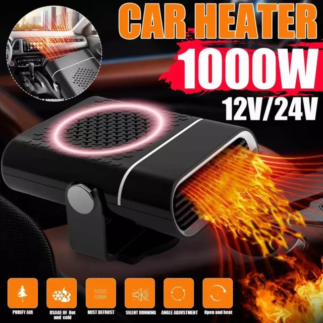 Electric Car Heater 12V 1000W Heating Fan Defogger Defroster Demister Portable