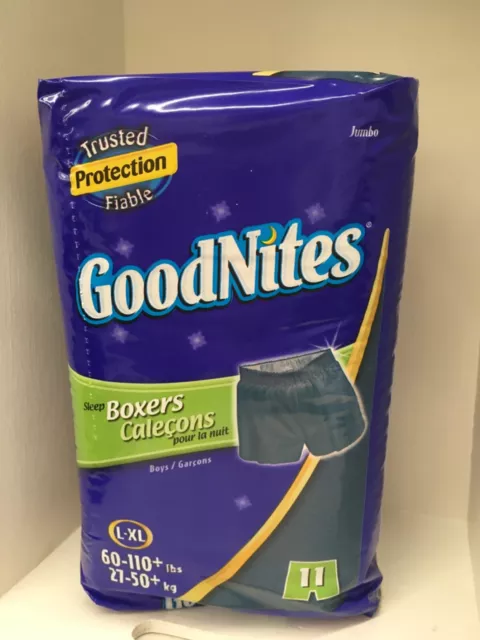 Huggies GOOD NITES Sleep Boxers 60-110 lbs. Size L-XL 11 Count Boys