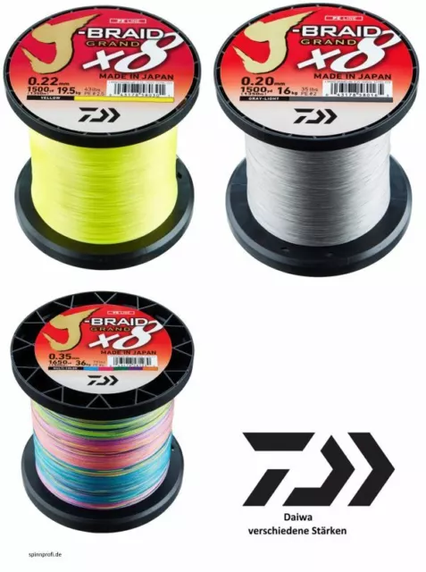 Daiwa J-Braid Grand X8 Wunschlänge grau chartreuse multicolor je 50m (0,09 €/M)