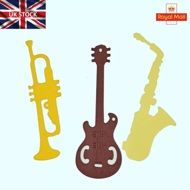 Saxophone, Trumpet & Guitar Metal Cutting Dies Set, Stencils, Music, Crafts F9