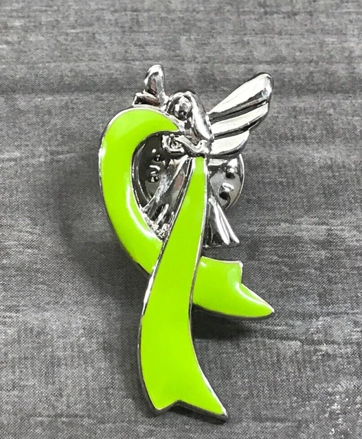 Green Ribbon Angel Mental Health Awareness Lapel Hat Jacket Backpack Bag Pin