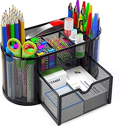 Pipishell Desk Organizer Mesh Desktop Office Supplies Multi-functional Caddy ...