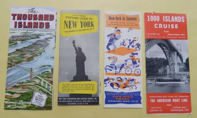 1950 TRAVEL GUIDES MAPS TOUR BROCHURE NEW YORK CITY 1000 ISLANDS w Mayor O'Dwyer