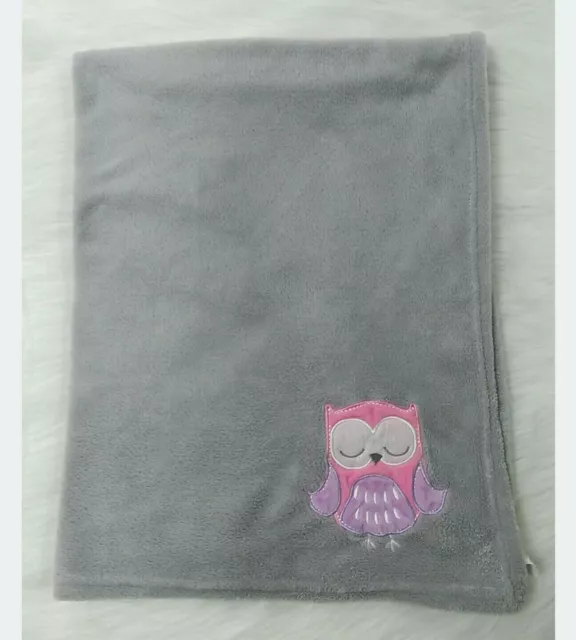 Trend Lab Owl Baby Blanket Gray Pink Purple Girl Fleece Soft Security  B55