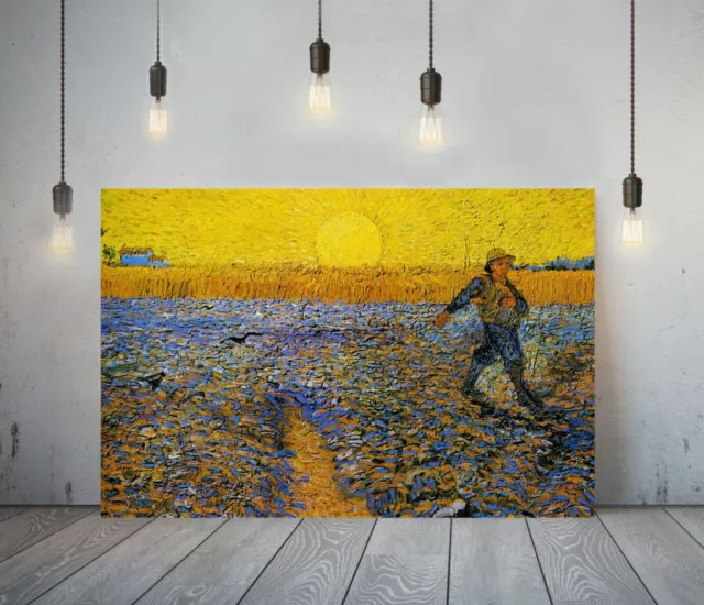 Van Gogh The Sower-Framed Canvas Painting Wall Art Picture Paper Print- Yellow