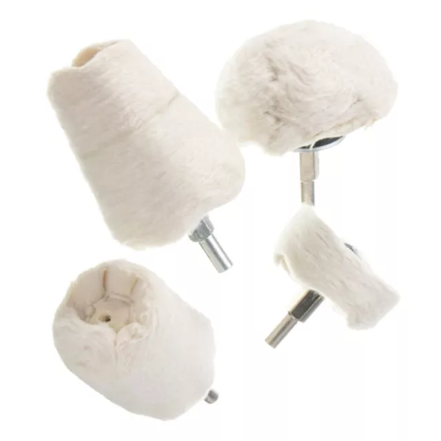 4 Pcs Polishing Wheel with Handle Mirror Mushroom Grinder Drill White Cloth