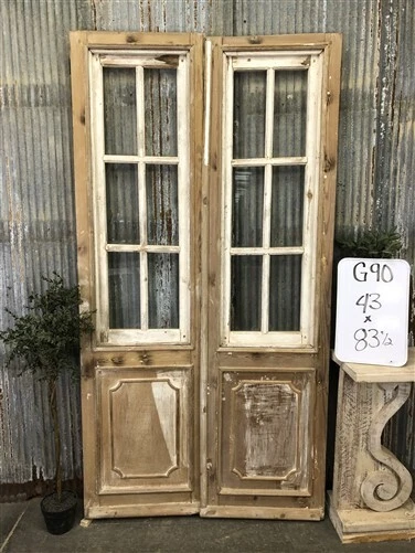 Antique French Double Doors (43x83.5) 6 Pane Glass European Doors G90