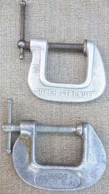Lot Of 2 Vintage Aluminum 1" Clamps. 1 Craftsman, 1 YSR Superstrength. Cond. 👍.