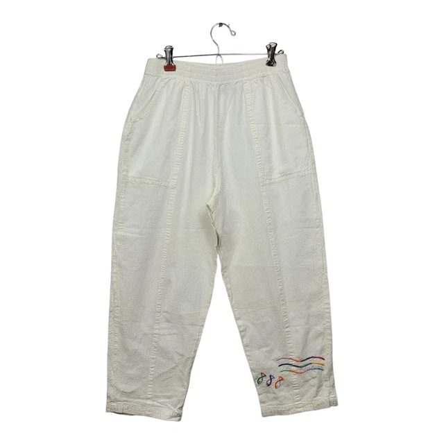 Vintage Renata B Cotton Creations Women's White Cropped Pants Medium 1995