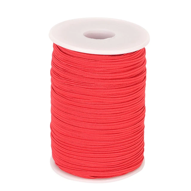 (Red)Bracelet Rope 50 Yards Long 0.1 Inch Elastic Cord. Wide Skin-Friendly