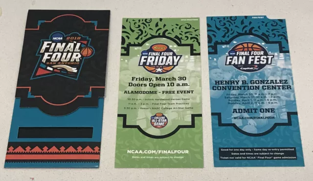 2018 NCAA Final Four Championship Ticket Book Fanfest San Antonio Unused Booklet