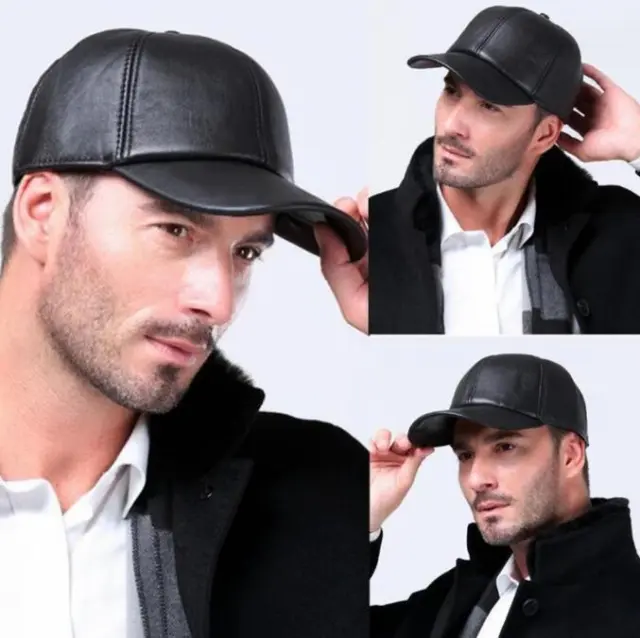 Herren Basecap Leder Schildmütze Mützen Kappe Schirmmütze Baseball Cap Sonnenhut