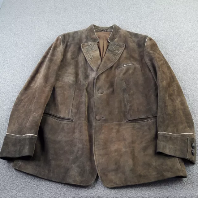 Meindl Jacket Mens Size 56 Vintage Brown Suede Leather Bavarian Adult Blazer