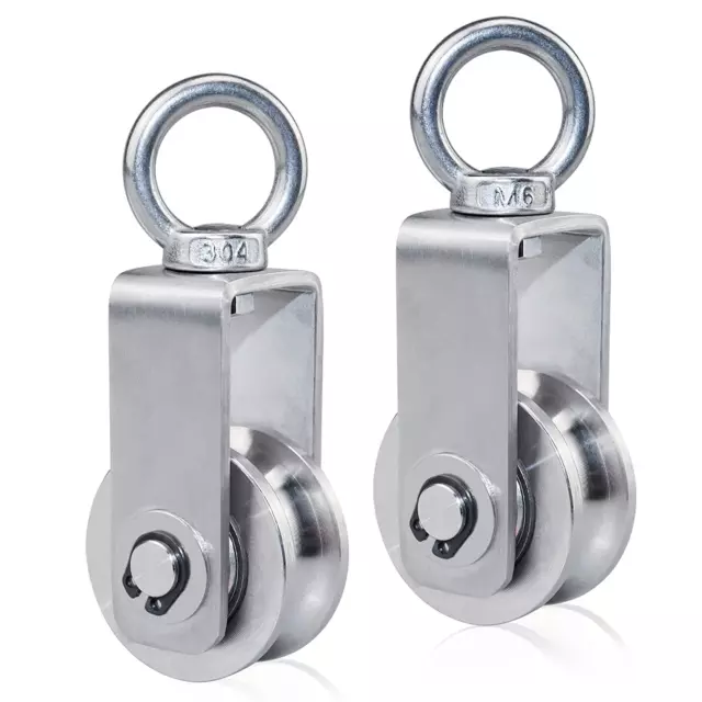 2 Pack Cable Pulley Wheel Stainless Steel Bearing inside Rope Pulley for P.