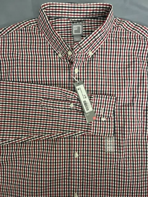 New With Tags JCP Men Shirt 80's 2-ply Long Sleeve Plaid XLT