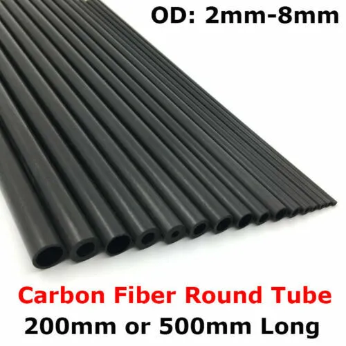 Carbon Fiber Solid Rod Strip Round Square Tube Flat Bar RC Airplane 200mm New