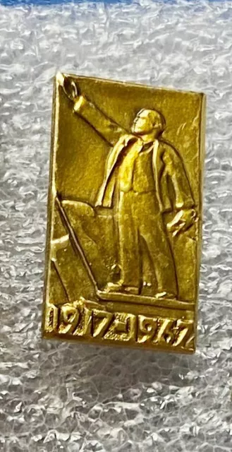 VLADIMIR LENIN  MONUMENT USSR Soviet Russian RARE pinback 1917-1967