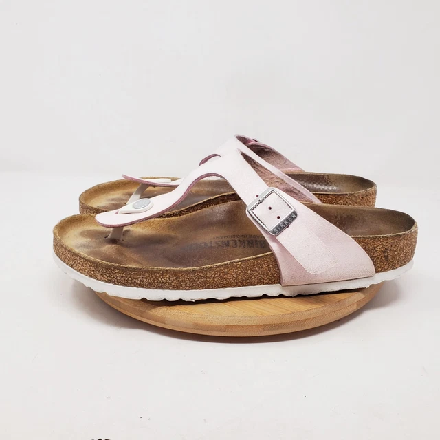 Birkenstock Sandals 40 Women 9 Pink Gizeh Thong Slip On Buckle TStrap Distressed