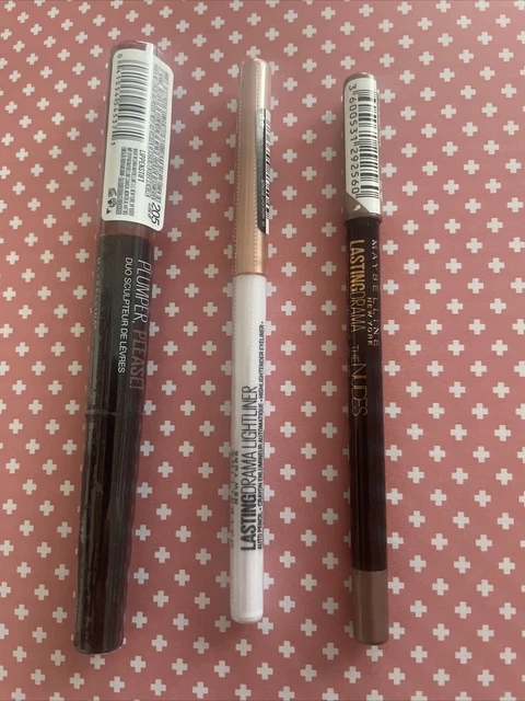 Maybelline Makeup Beauty Bundle Lip Gloss Duo Pink Brown Lasting Drama Eyeliner