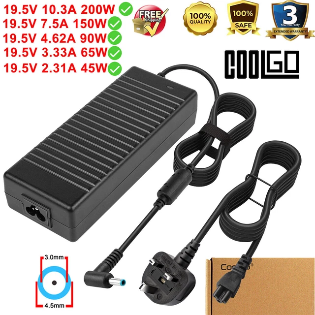 45W 65W 90W HP Laptop AC Adapter Charger – 19.5V Blue Tip – Pavilion, Envy, ProBook