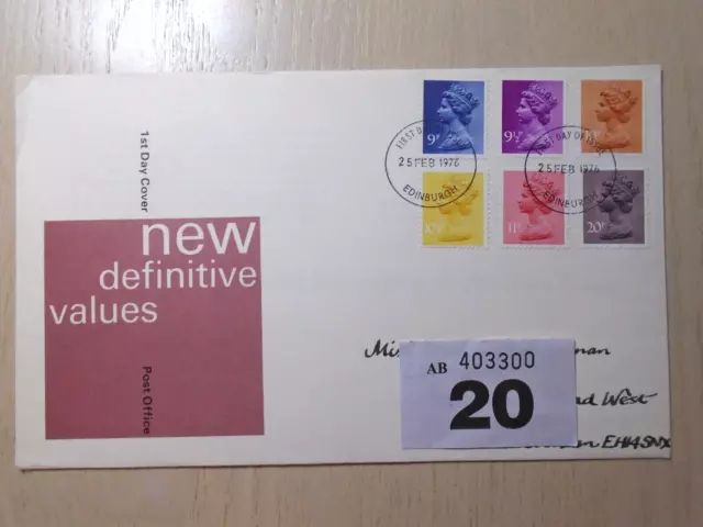 First Day Cover NEW DEFINITIVE VALUES 1976 Edinburgh Cancel - In Aid Of BCRT