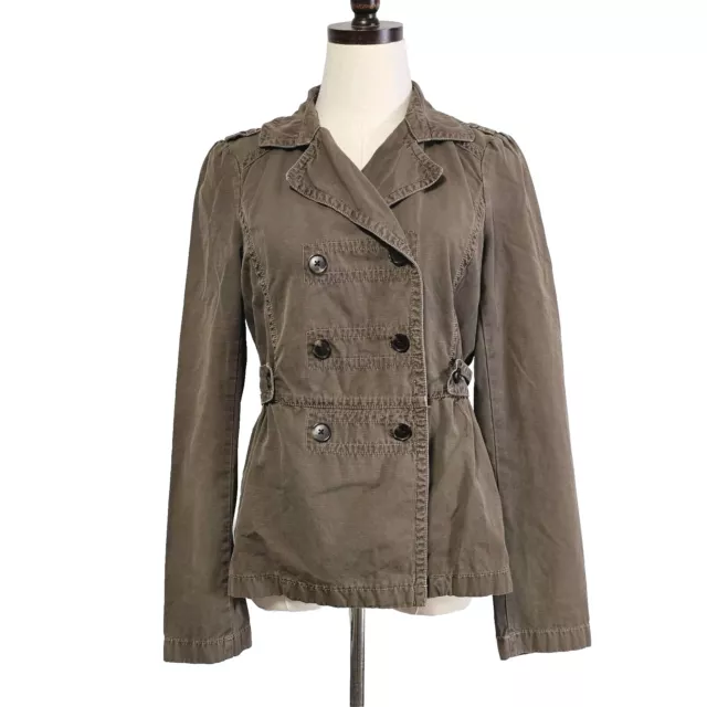 Ann Taylor LOFT Small Army  Green Double Breasted Cargo Utility Women’s Jacket