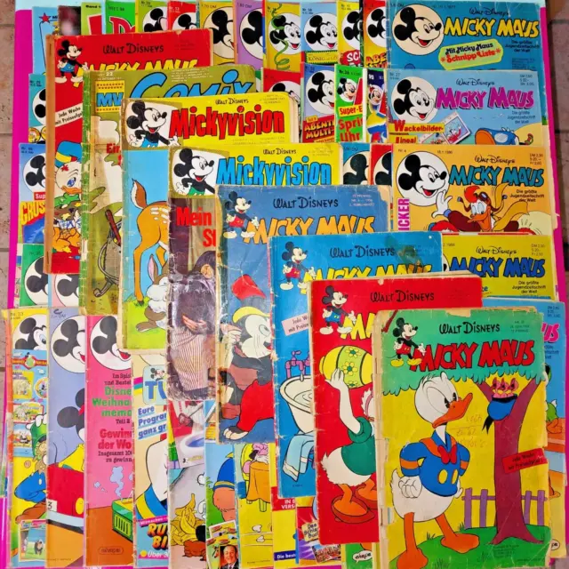 Micky Maus Comic Heft Konvolut ab 1956 - 2000 Lesestoff über 60 Hefte Bastelware