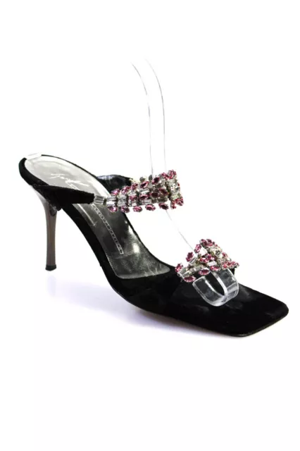 Giuseppe Zanotti Design Womens Jeweled Strapped Slip-On Mules Black Size EUR37.5