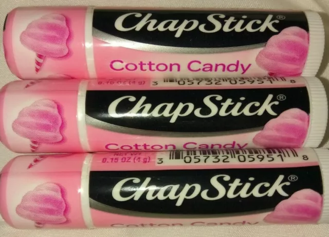 Lot of Three (3) ChapStick Stick Cotton Candy Flavored Lip Balm