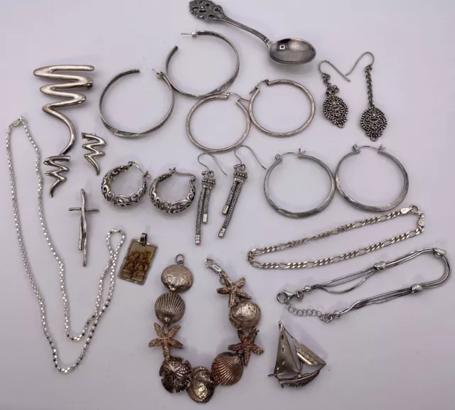 Vintage STERLING SILVER Wearable Jewelry Lot,  Sterling Spoon, 105 grams,