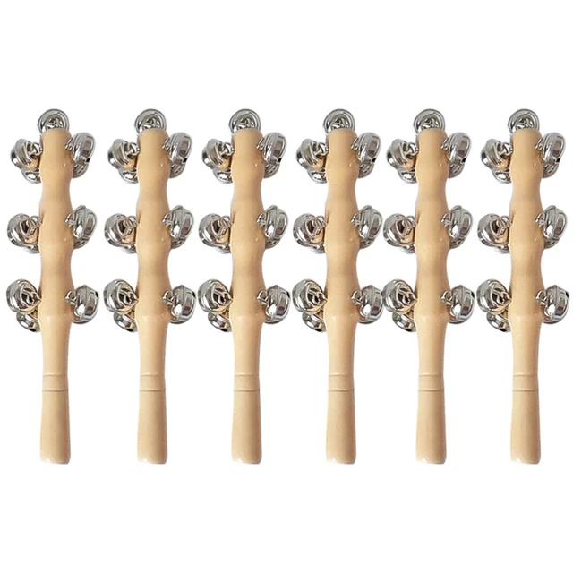 6 Pcs Hölzerne Primärfarbenrassel Weihnachtsglocke Schlitten Babyspielzeug