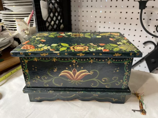 Antique Hand Made & Painted Jewelry Box  Unique