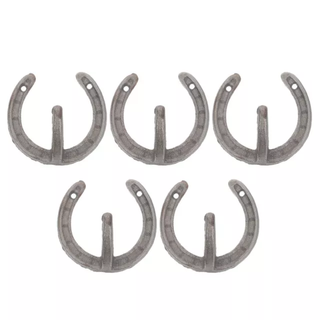 5Pcs Horseshoe Hooks Cast Iron Coat Hat Tack Wall Hook Rustic Western Decor