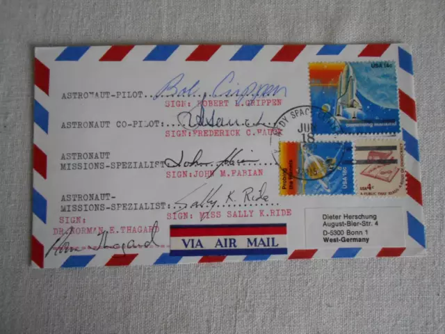 STS 7 Start KSC original Crewsigniert incl.Sally Ride Space