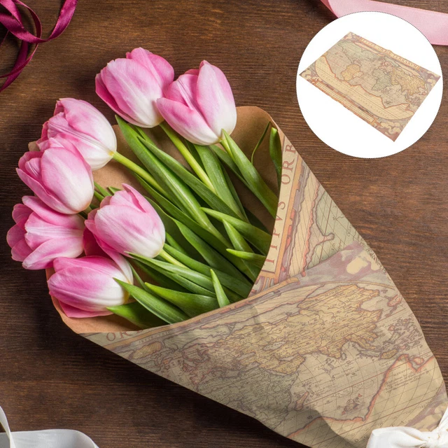 10 piezas Vintage Wraping Paper Map Papel Papel Floral Papel Floristerías Lief