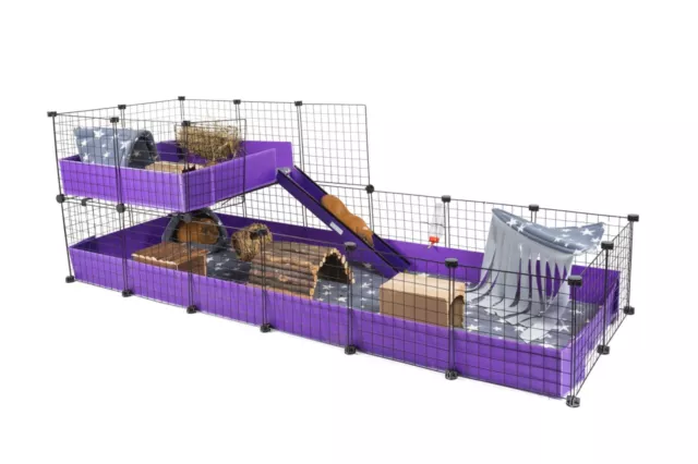 C&C indoor guinea pig cage 2x6 grid with 2x2 loft and correx, new