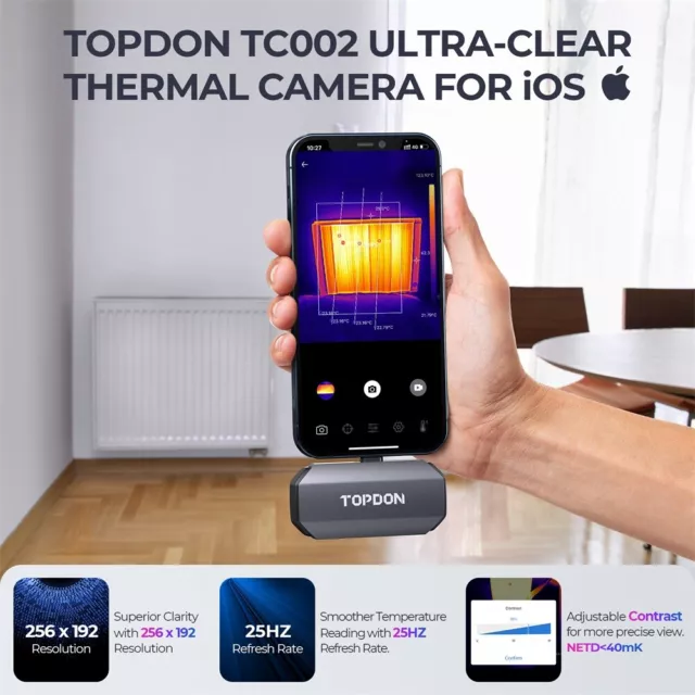 TOPDON TC002 IOS Cámara Térmica Infrarroja IR Termómetro infrarrojo 256 x 192 3