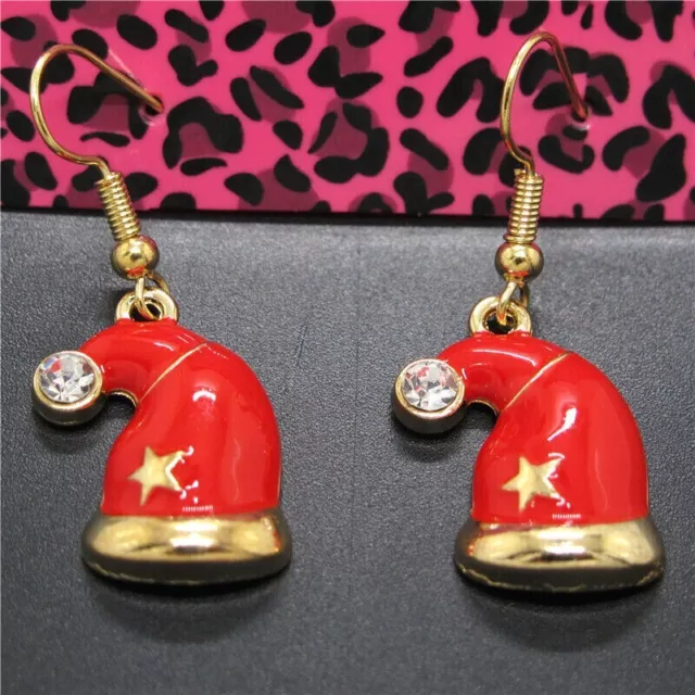 Betsey Johnson's "SANTA'S RED HAT" 18K Gold Filled Hook Earrings