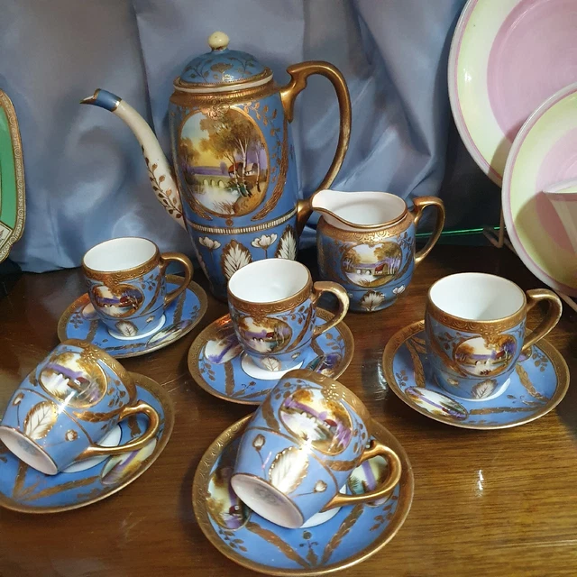 Stunning Hand Painted And Gilded Noritake Coffee Set