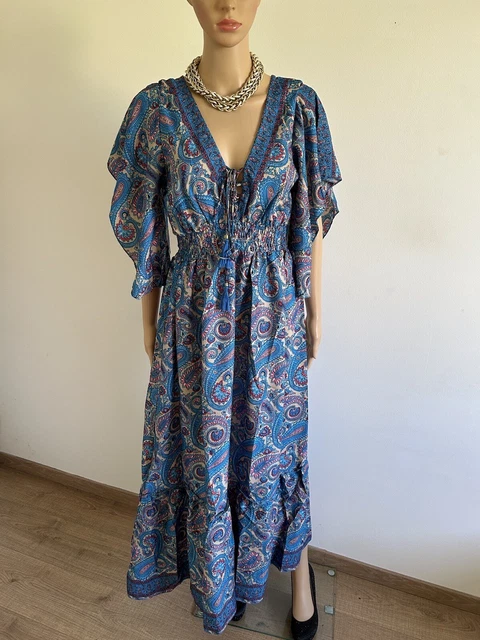 Robe Longue KOOIOOK Taille Unique Imprimé Foulard - Style Chemisier Taille Haute - Comme Neuve