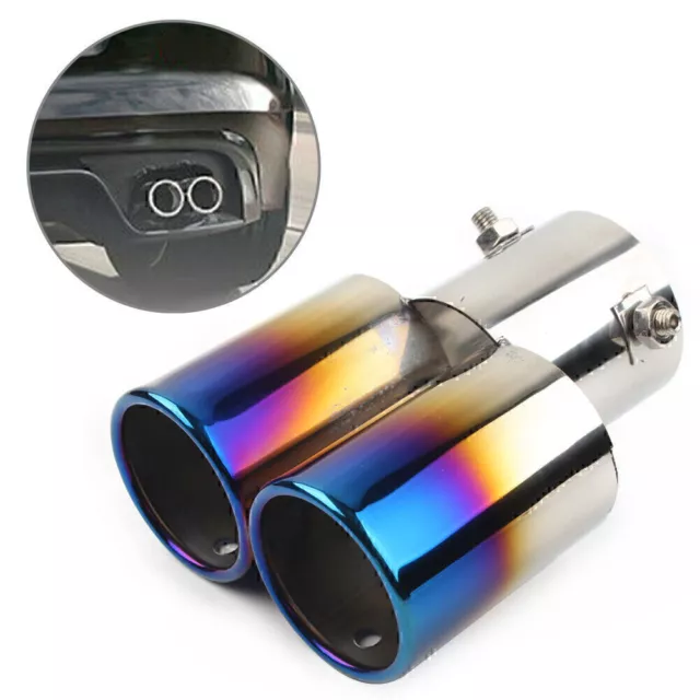 1x Universal Dual Car Stainless Steel Rear Exhaust Pipe Tail Muffler Tip Square