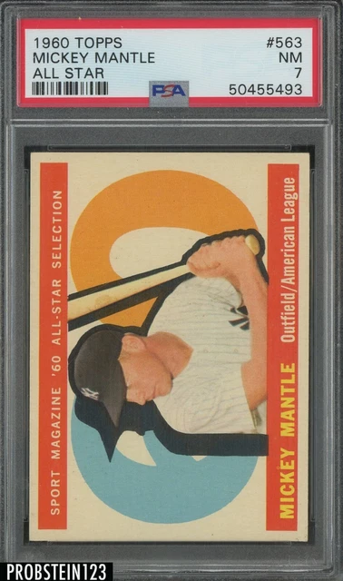 1960 Topps #563 Mickey Mantle New York Yankees All Star HOF PSA 7 NM 1960 Topps #563 Mickey Mantle New York Yankees All Star HOF PSA 7 NM