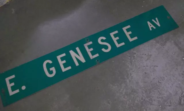 LARGE Original~ E. GENESEE AV Street Sign 54" X 9" White Lettering on Green