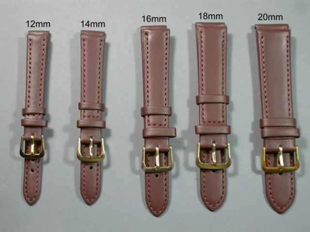 Konvolut Lot fast geschenkt 5 Uhrenarmbänder Braun Leder 12,14,16,18,20mm 6957