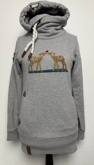 Naketano Reh Bambi Kapuzen Pullover S Long Sweater Hoody Hoodie Sweatshirt 5744