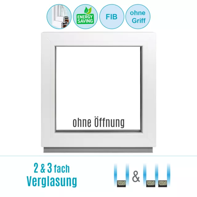 Kellerfenster Fenster 2 oder 3 fach BxH 30x30 cm Festverglasung(FIB) Premium