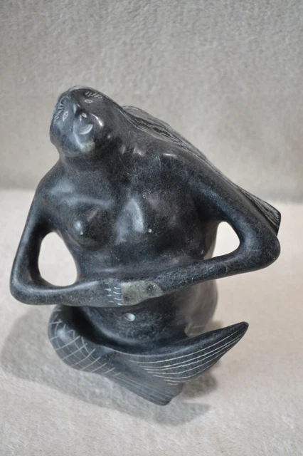 The late Joe Kavik Sedna Inuit Soapstone Carving Sculpture Art Vintage