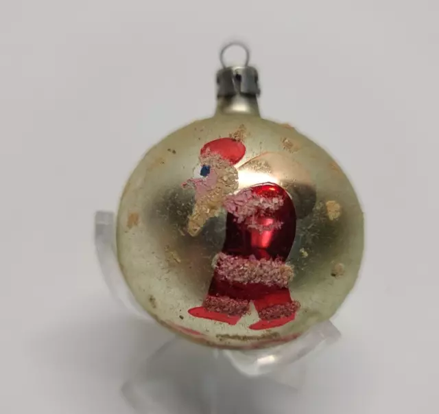 VINTAGE CHRISTMAS TREE Ornament Mercury Blown Glass Mica Poland Santa ...