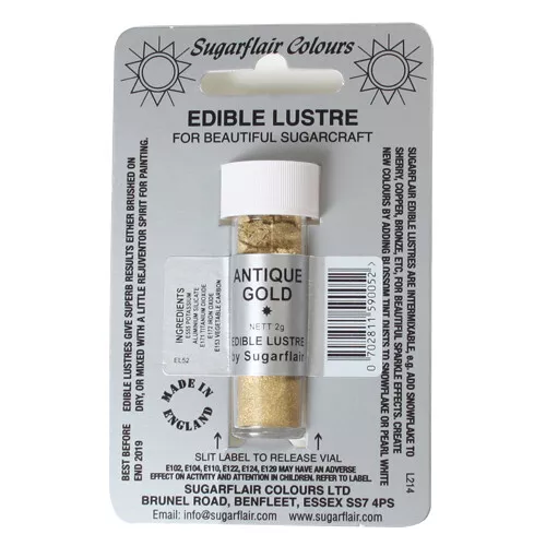 Sugarflair Commestibili Lustre Antique Oro, 2g