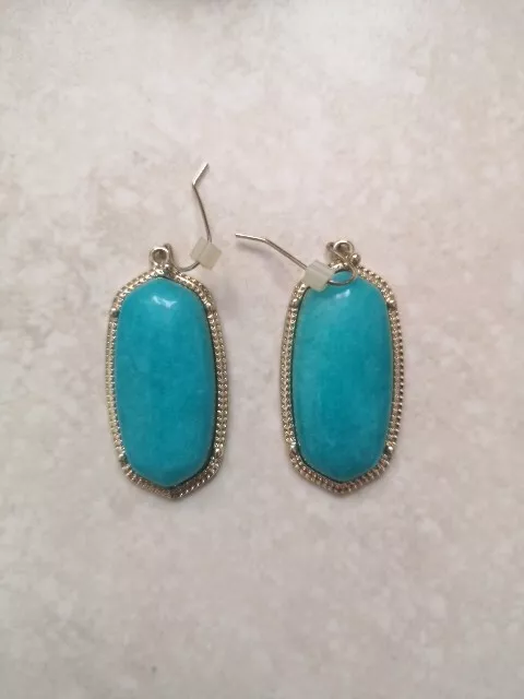 Earrings Turquoise Blue With Faux Gold 5cm Long